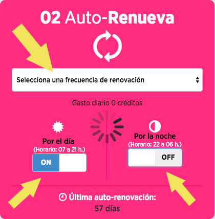 Panel de configuración de auto-renovación de anuncios